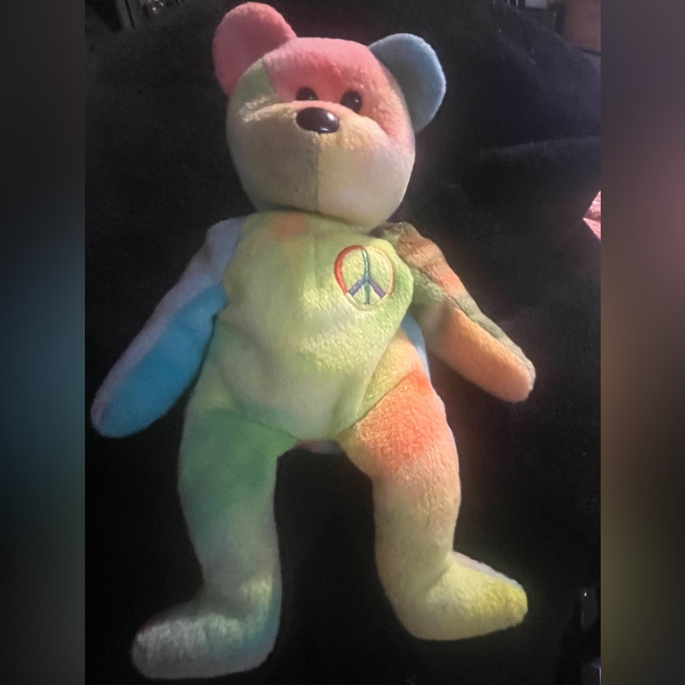 Ty Beanie Baby Peace Bear | No Hang Tag |